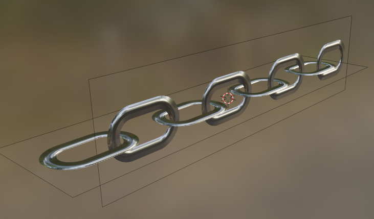 3d view of two intersecting planes with the 'fake' chain texture on them to look like the links are connected.