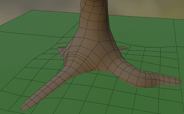 3d tree roots conforming to the terrain underneath.