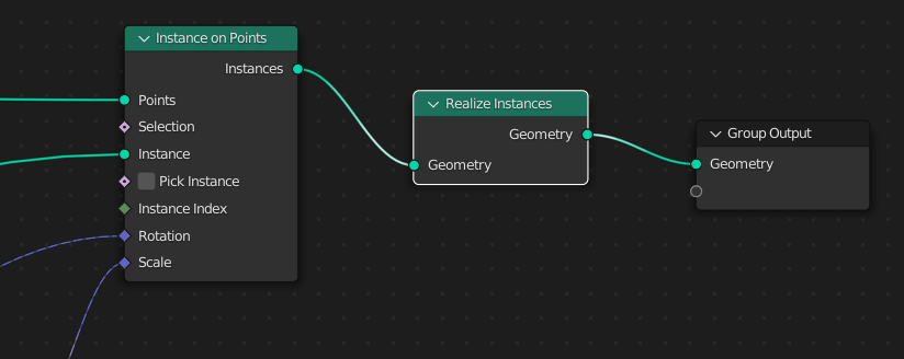 A 'Realize Instances' node is added as the last node in the graph before the Group Output.