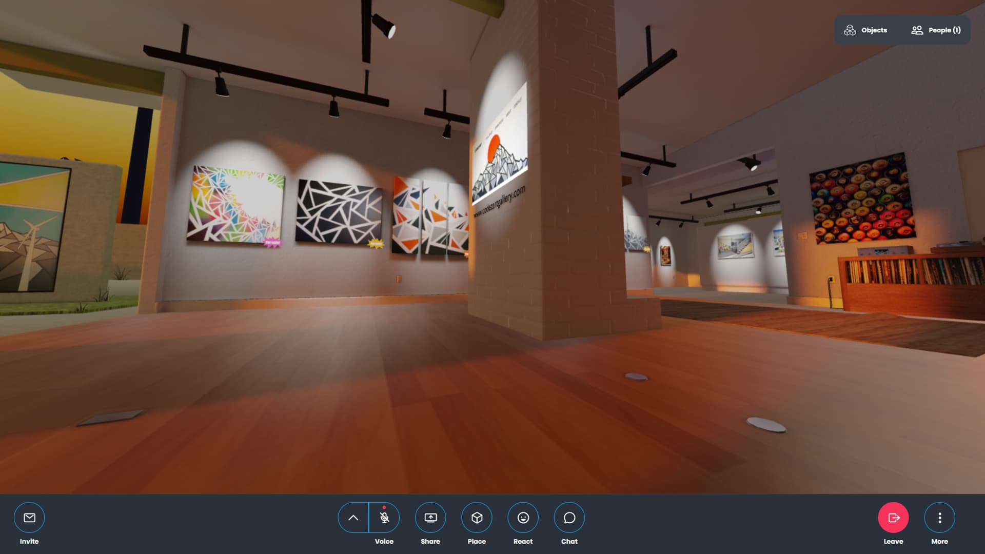 A screenshot of the Codezart Gallery Hubs scene.