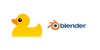 The Hubs duck logo next to the Blender logo